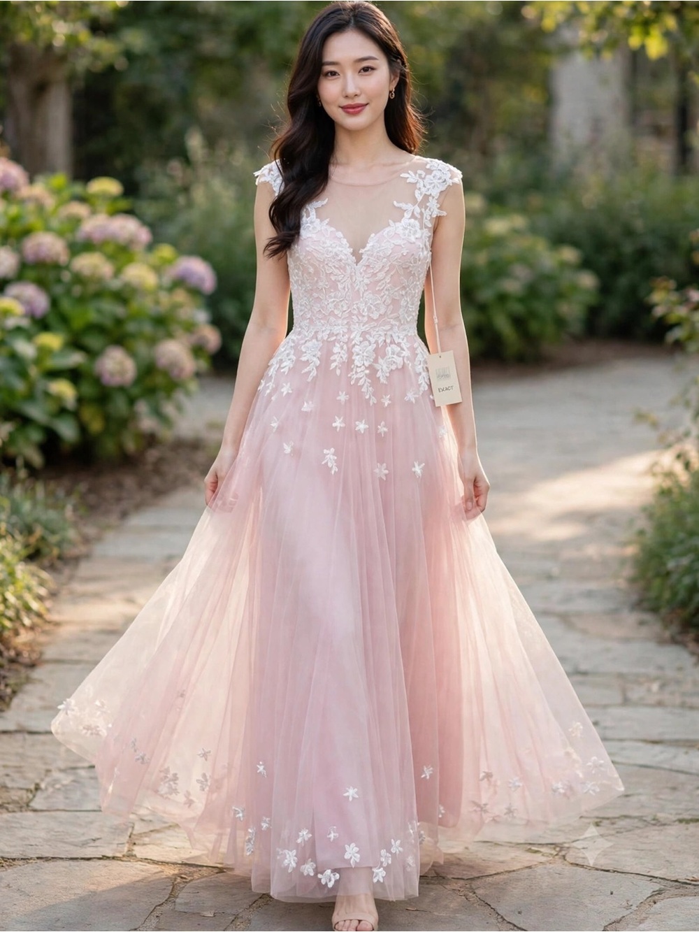 Blush Pink Lace & Tulle Prom Gown